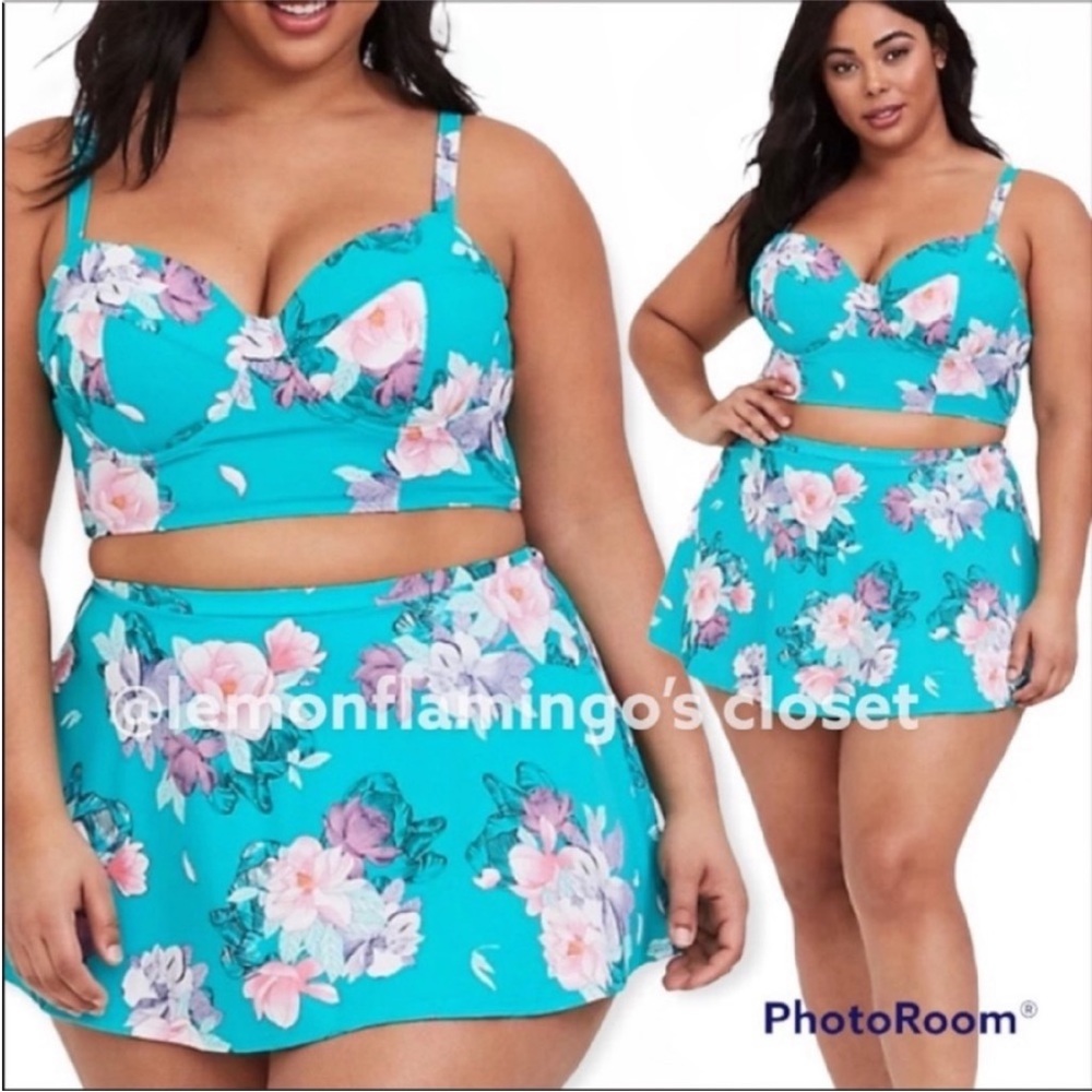 Torrid aqua floral bikini swimsuit
